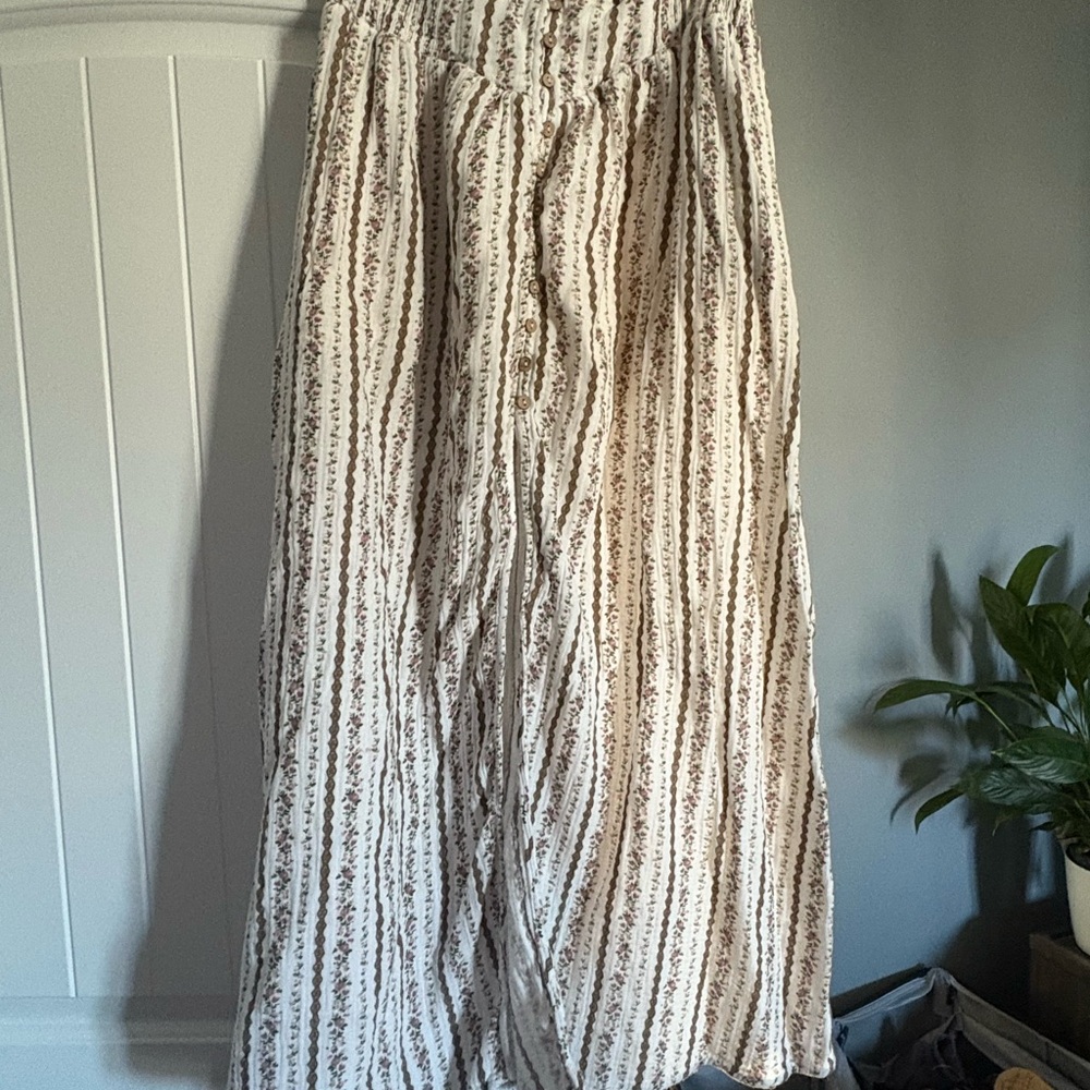 Floral Cream and Brown Women's Skirt